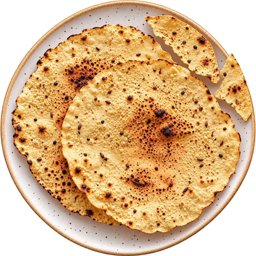 Roasted Masala Papad on a white plate