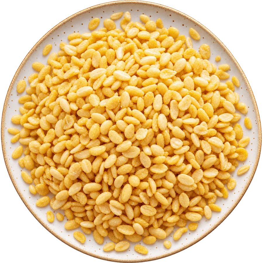 Moong Dal heaped on a white plate