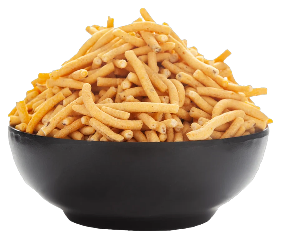 A bowl of thick-cut Mota Bhujia
